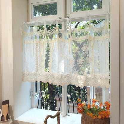 Romantic White Ivory Begie Patchwork Lace Curtain - UDreamHome