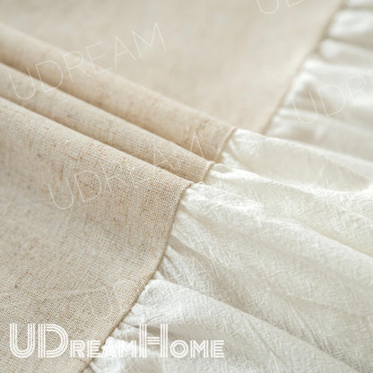 Ruffled Cotton Linen Cafe Curtain: Farmhouse Window Valance - UDreamHome