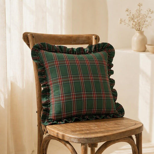 Ruffled Cotton Linen Pillow Cover with Zipper Closure - UDreamHome