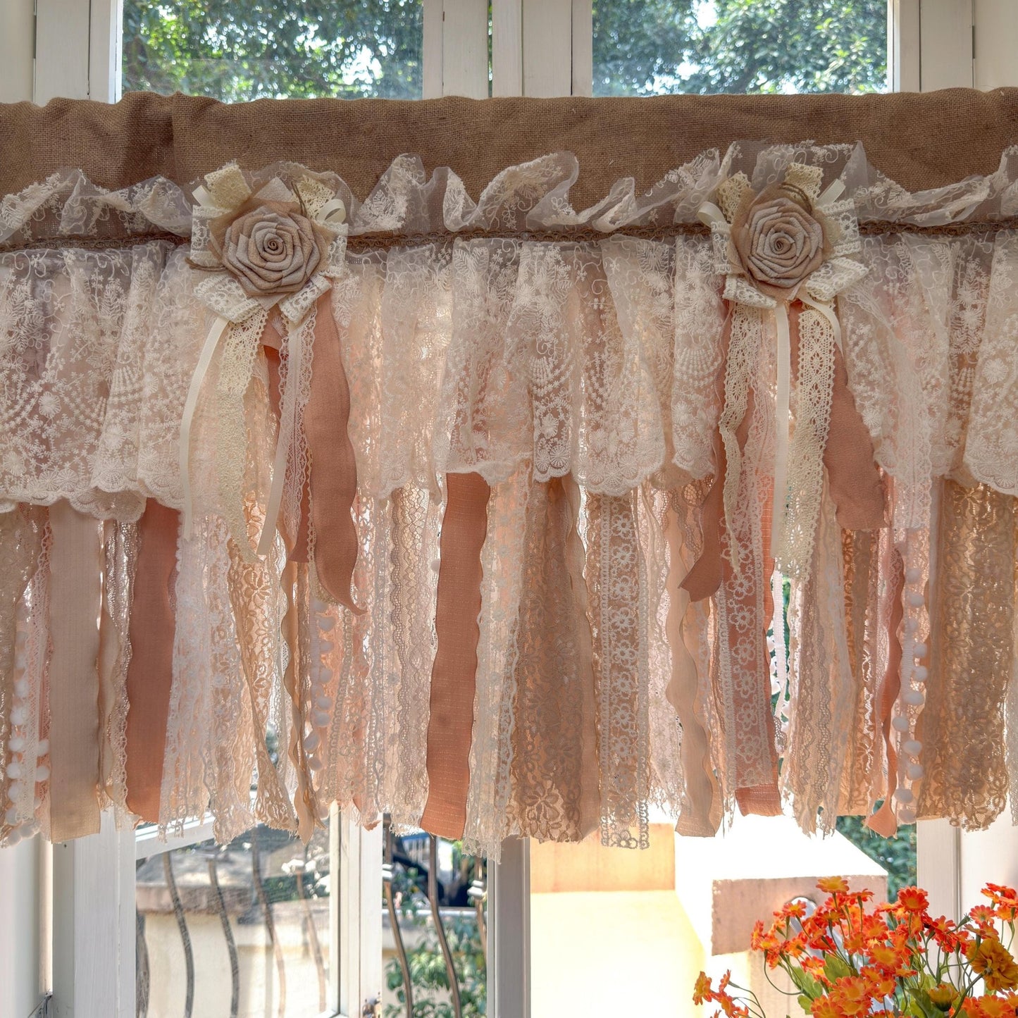 Rustic Handmade Burlap Window Valance - UDreamHome