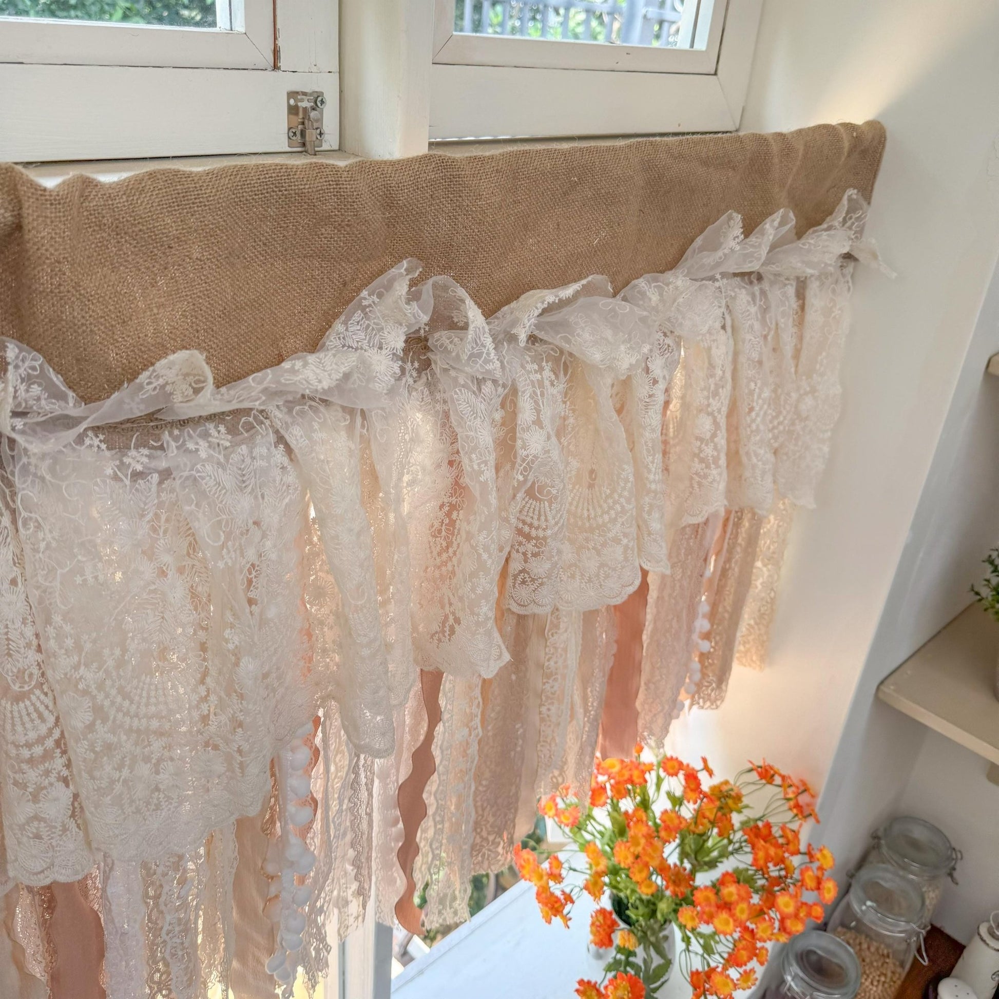 Rustic Handmade Burlap Window Valance - UDreamHome