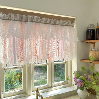 Rustic Romance Floral Burlap & Lace Window Valance - UDreamHome