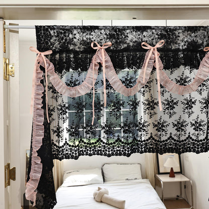 Shabby Chic Black & Pink Lace Curtains - UDreamHome