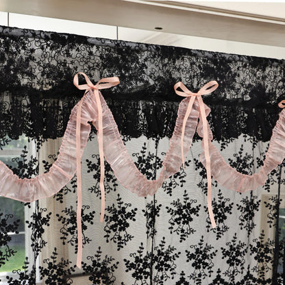 Shabby Chic Black & Pink Lace Curtains - UDreamHome