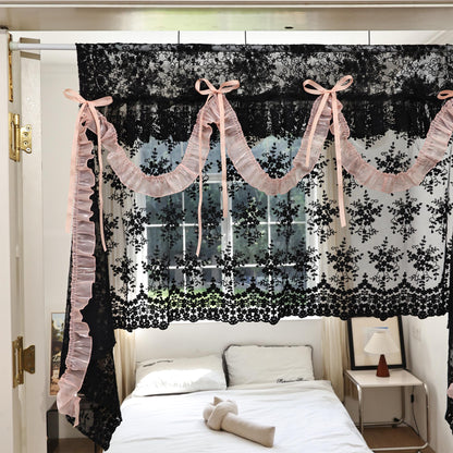 Shabby Chic Black & Pink Lace Curtains - UDreamHome