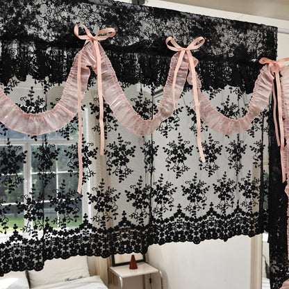 Shabby Chic Black & Pink Lace Curtains - UDreamHome