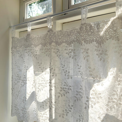 Shabby Chic French Style Country White Embroidered Short Curtain - UDreamHome