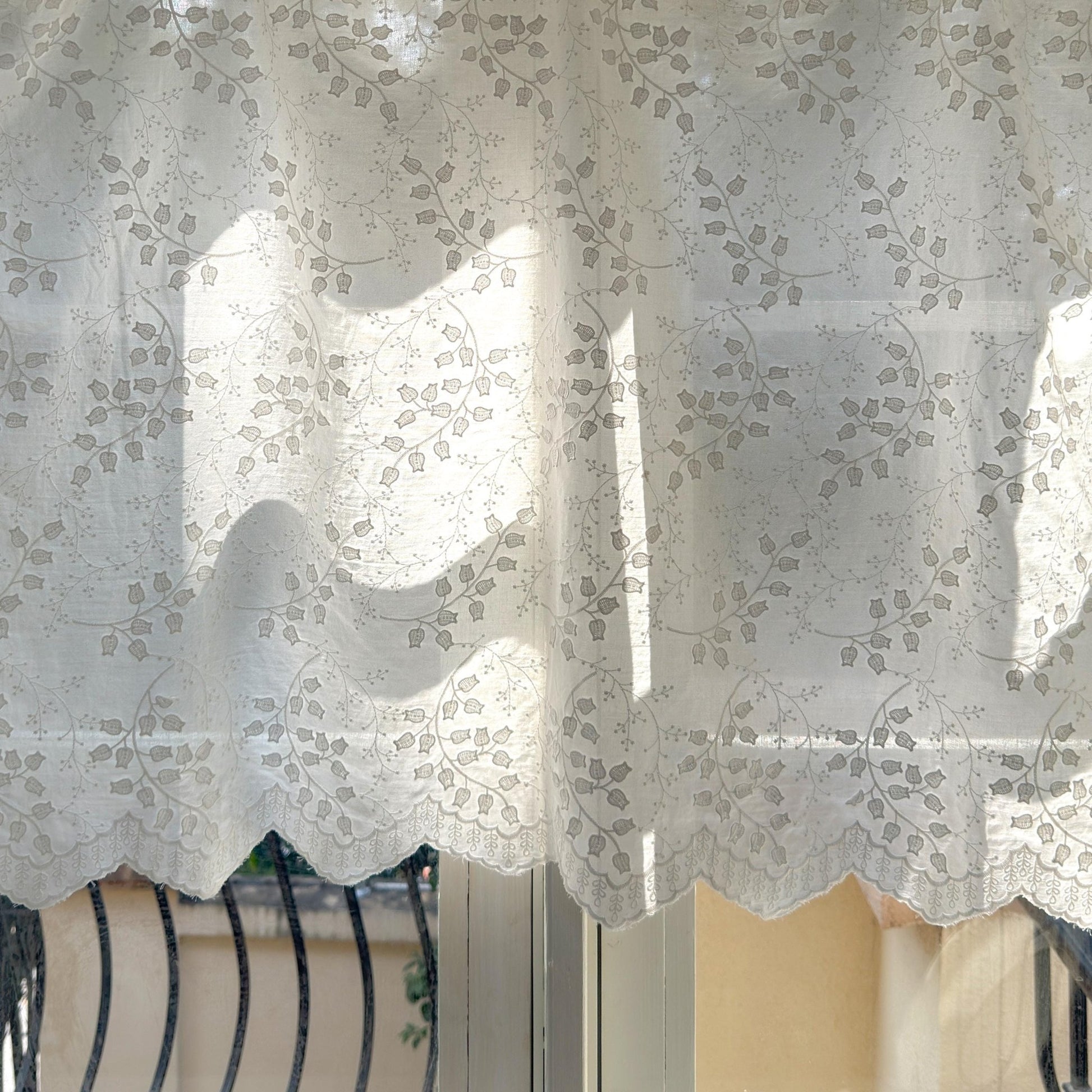 Shabby Chic French Style Country White Embroidered Short Curtain - UDreamHome