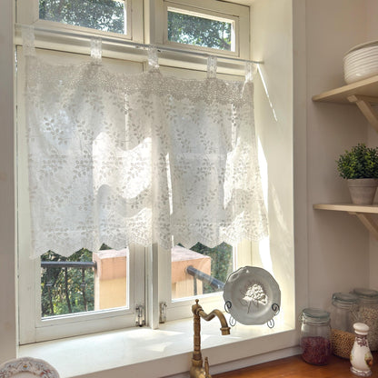 Shabby Chic French Style Country White Embroidered Short Curtain - UDreamHome