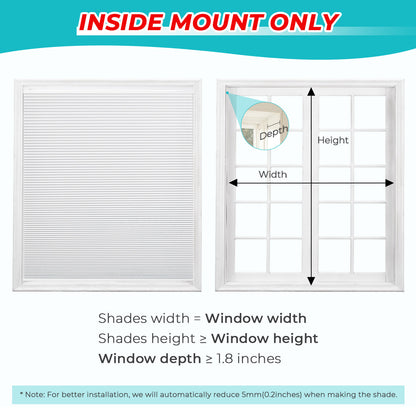 Custom No Drill Cordless Blackout Cellular Shades, Made to Measure Honeycomb Window Shades, Thermal Insulated, Child Safe