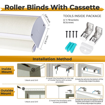 Custom Cordless Smart Motorized Blackout Roller Shades with Remote – Made to Measure Window Blinds