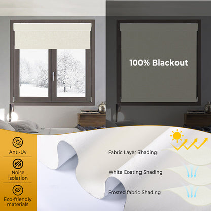 Custom Cordless Smart Motorized Blackout Roller Shades with Remote – Made to Measure Window Blinds