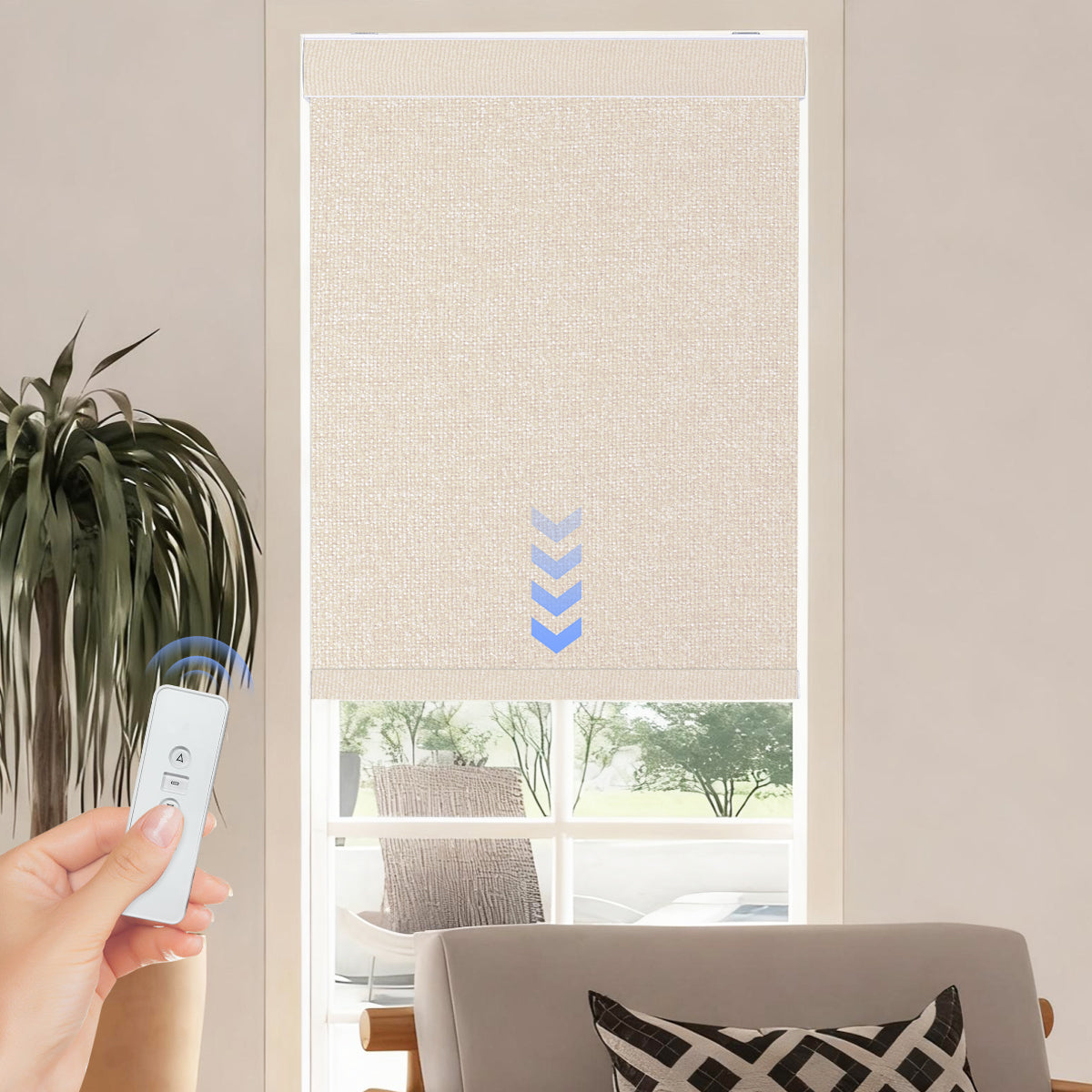 Custom Cordless Smart Motorized Blackout Roller Shades with Remote – Made to Measure Window Blinds