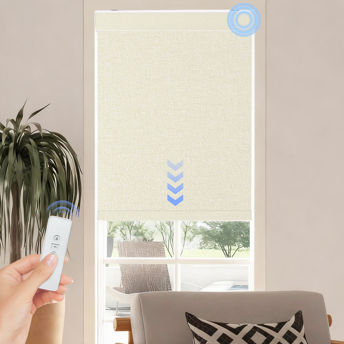 Custom Cordless Smart Motorized Blackout Roller Shades with Remote – Made to Measure Window Blinds