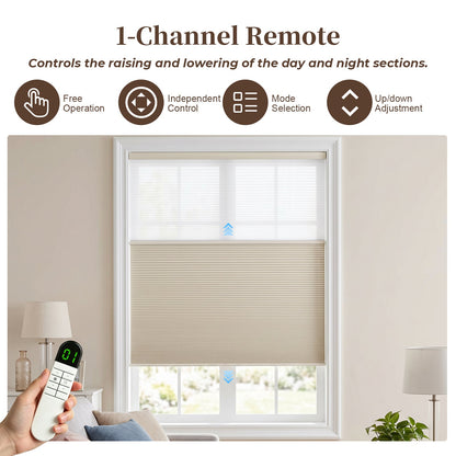 Custom Motorized Day Night Cellular Shades – Smart Double Honeycomb Blinds with Remote Control