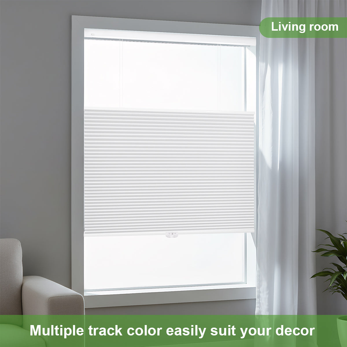 Blackout Honeycomb Shades - No Drill Cordless Top Down Bottom Up