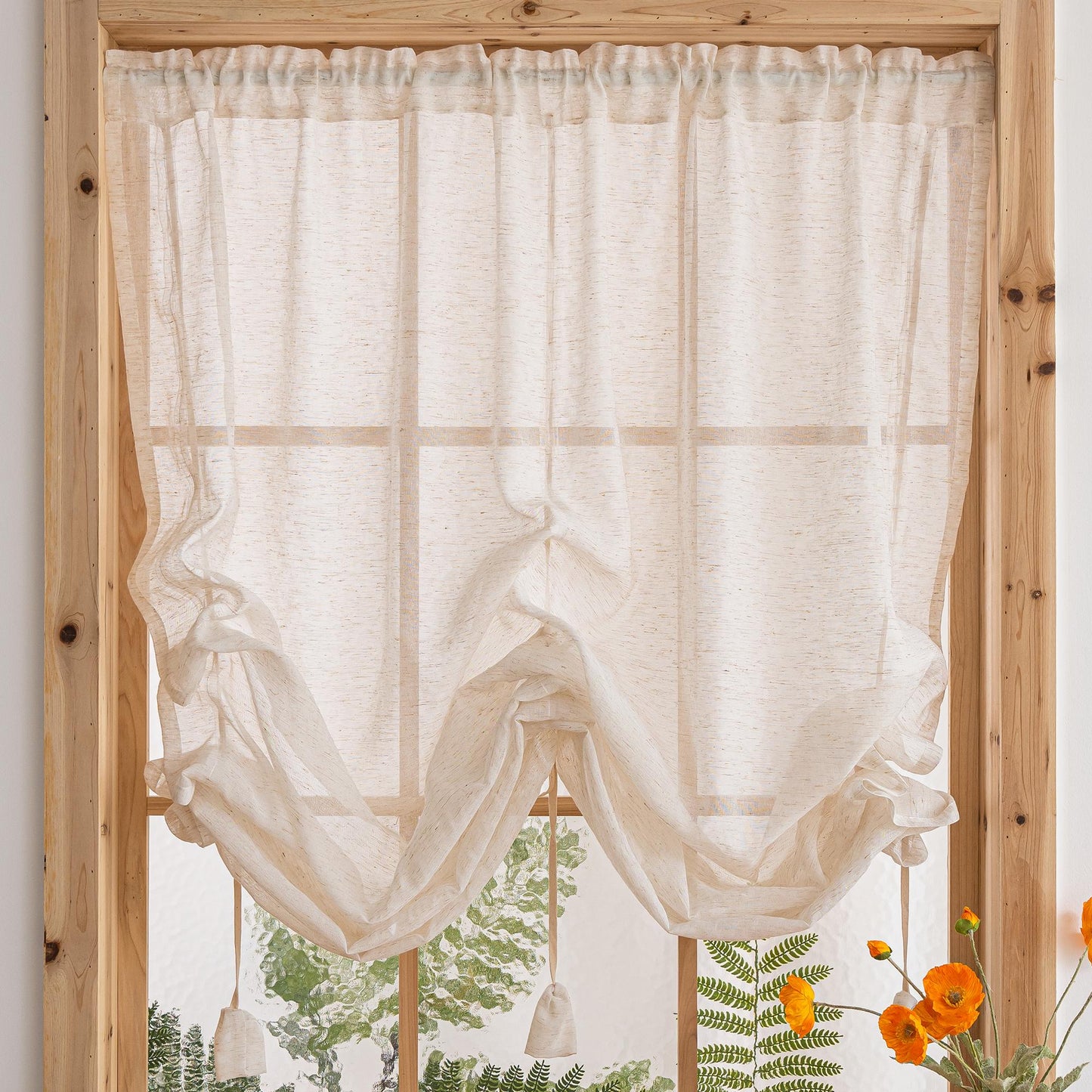 Tie - Up Linen Half Curtain - UDreamHome