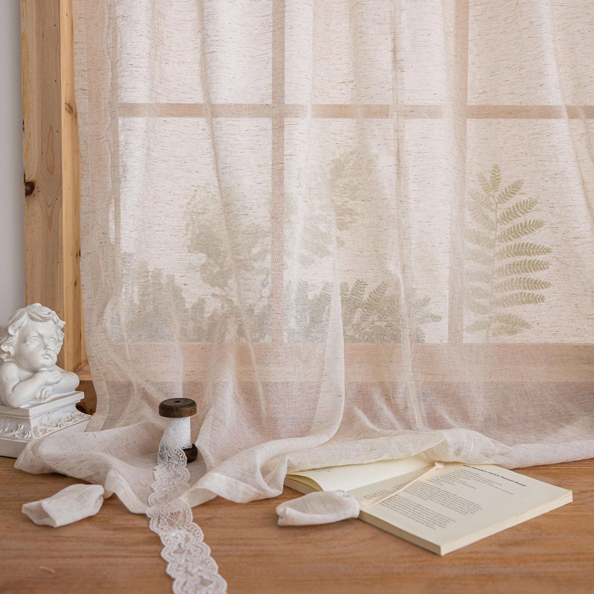 Tie - Up Linen Half Curtain - UDreamHome