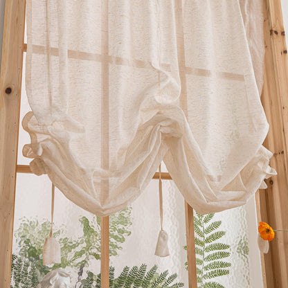 Tie - Up Linen Half Curtain - UDreamHome