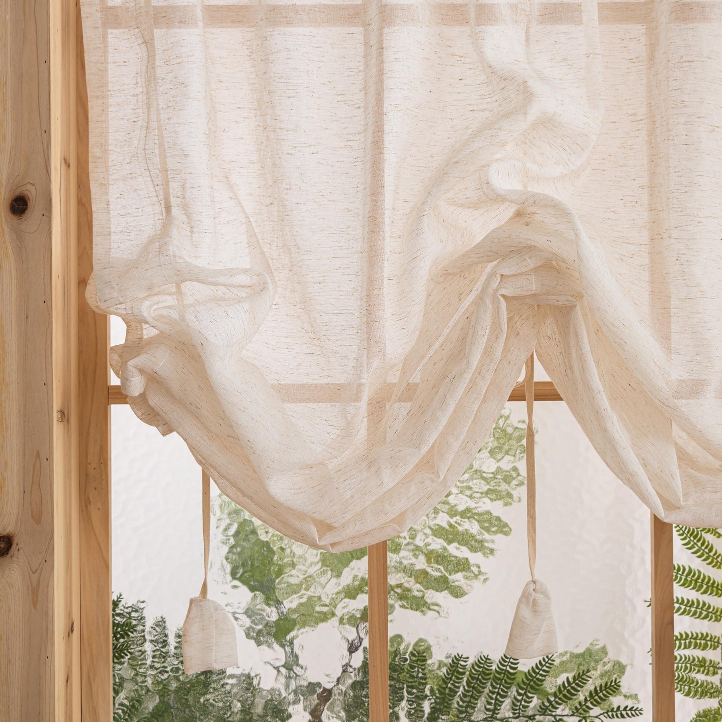 Tie - Up Linen Half Curtain - UDreamHome
