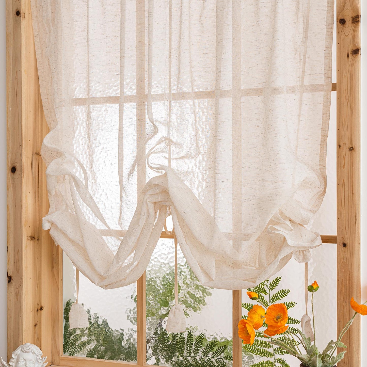 Tie - Up Linen Half Curtain - UDreamHome