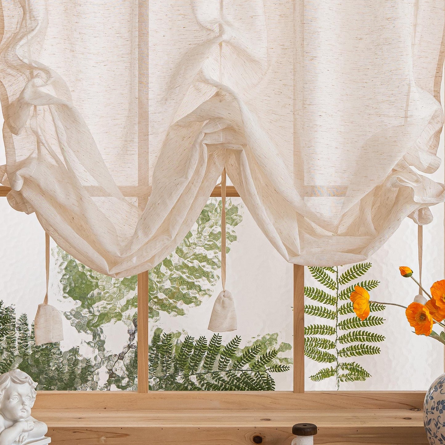 Tie - Up Linen Half Curtain - UDreamHome