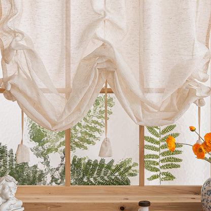 Tie - Up Linen Half Curtain - UDreamHome