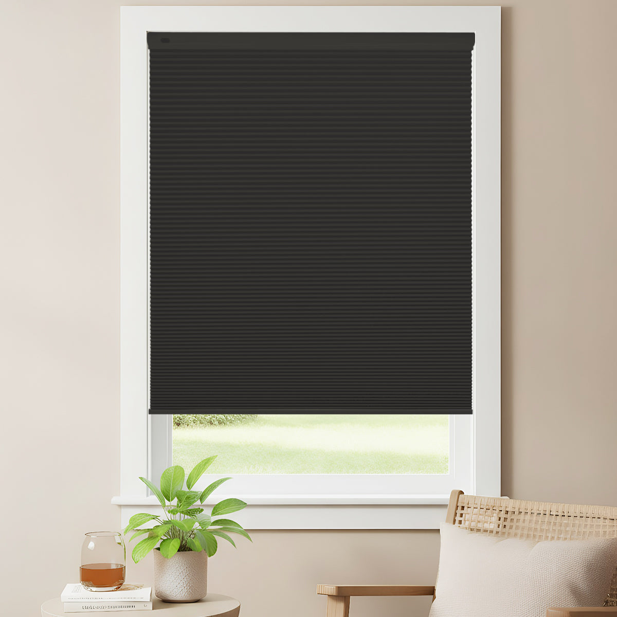 Custom No Drill Cordless Blackout Cellular Shades, Made to Measure Honeycomb Window Shades, Thermal Insulated, Child Safe
