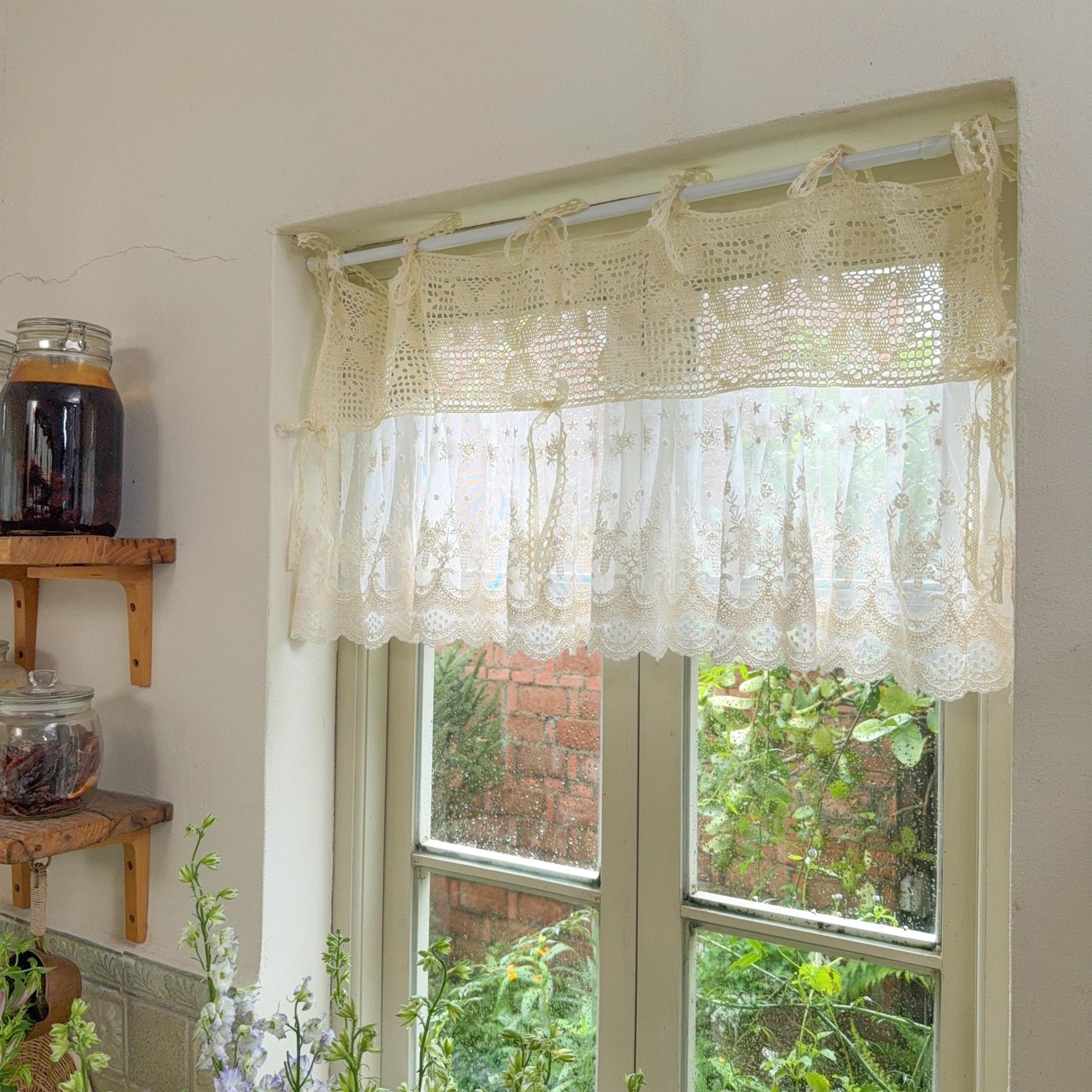 Victorian Cottage Style Ruffled Tulle Window Valance - UDreamHome
