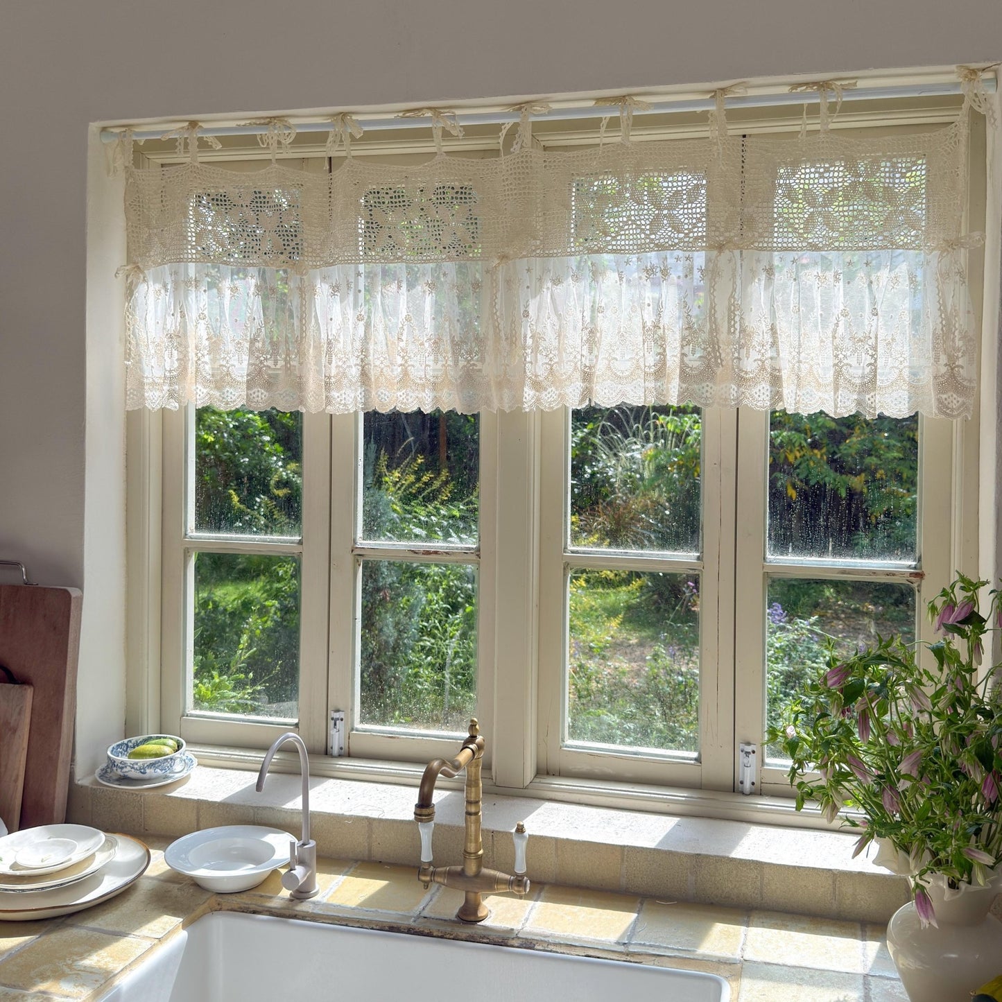 Victorian Cottage Style Ruffled Tulle Window Valance - UDreamHome