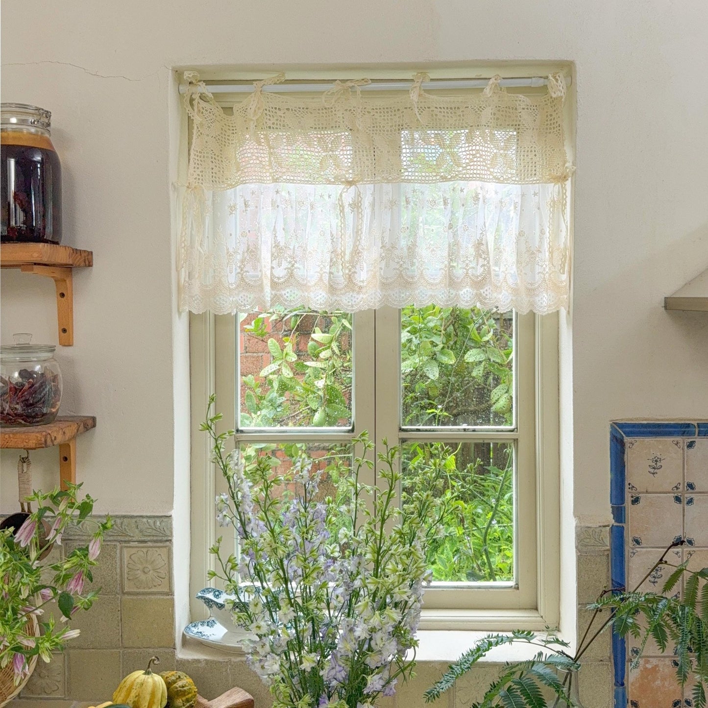 Victorian Cottage Style Ruffled Tulle Window Valance - UDreamHome
