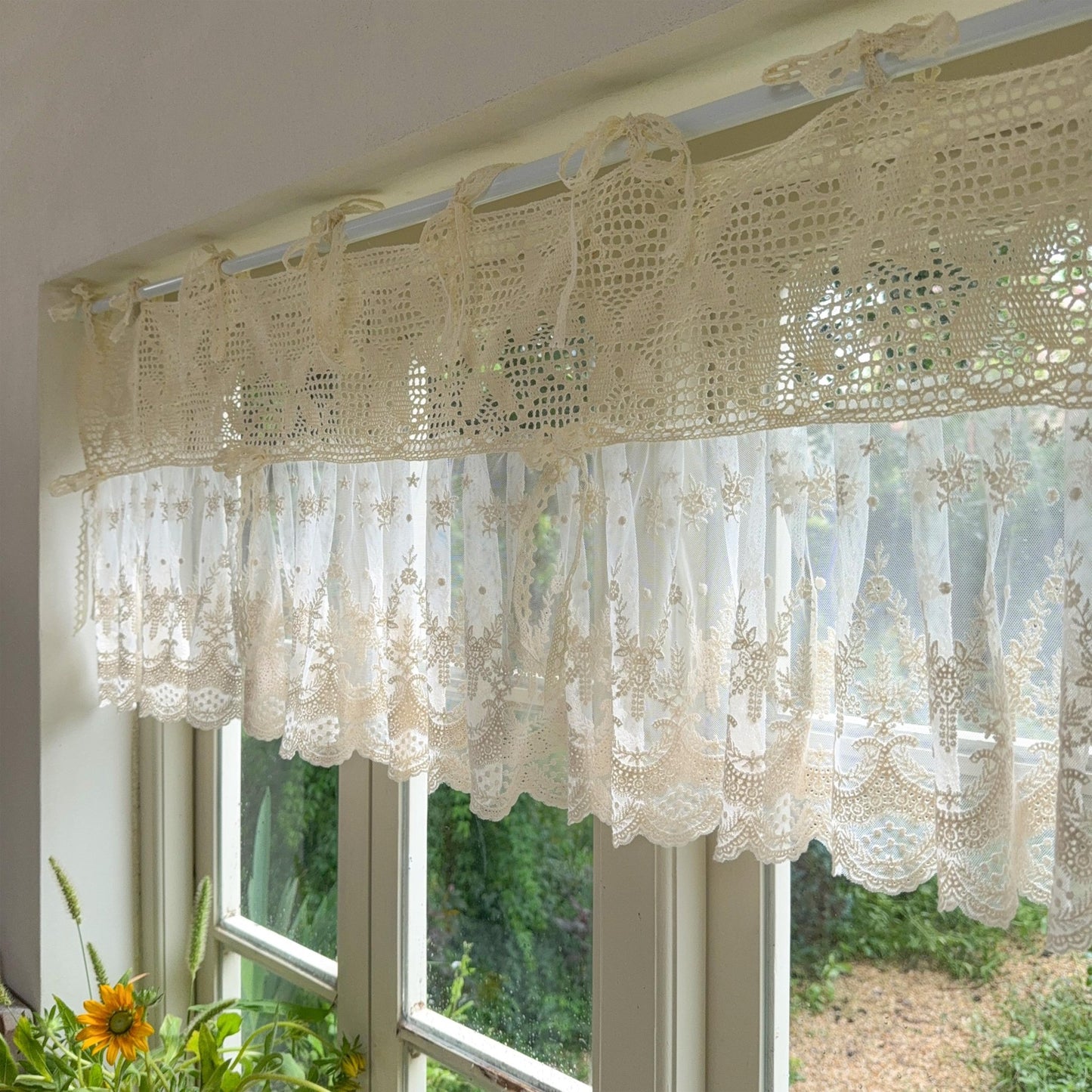 Victorian Cottage Style Ruffled Tulle Window Valance - UDreamHome