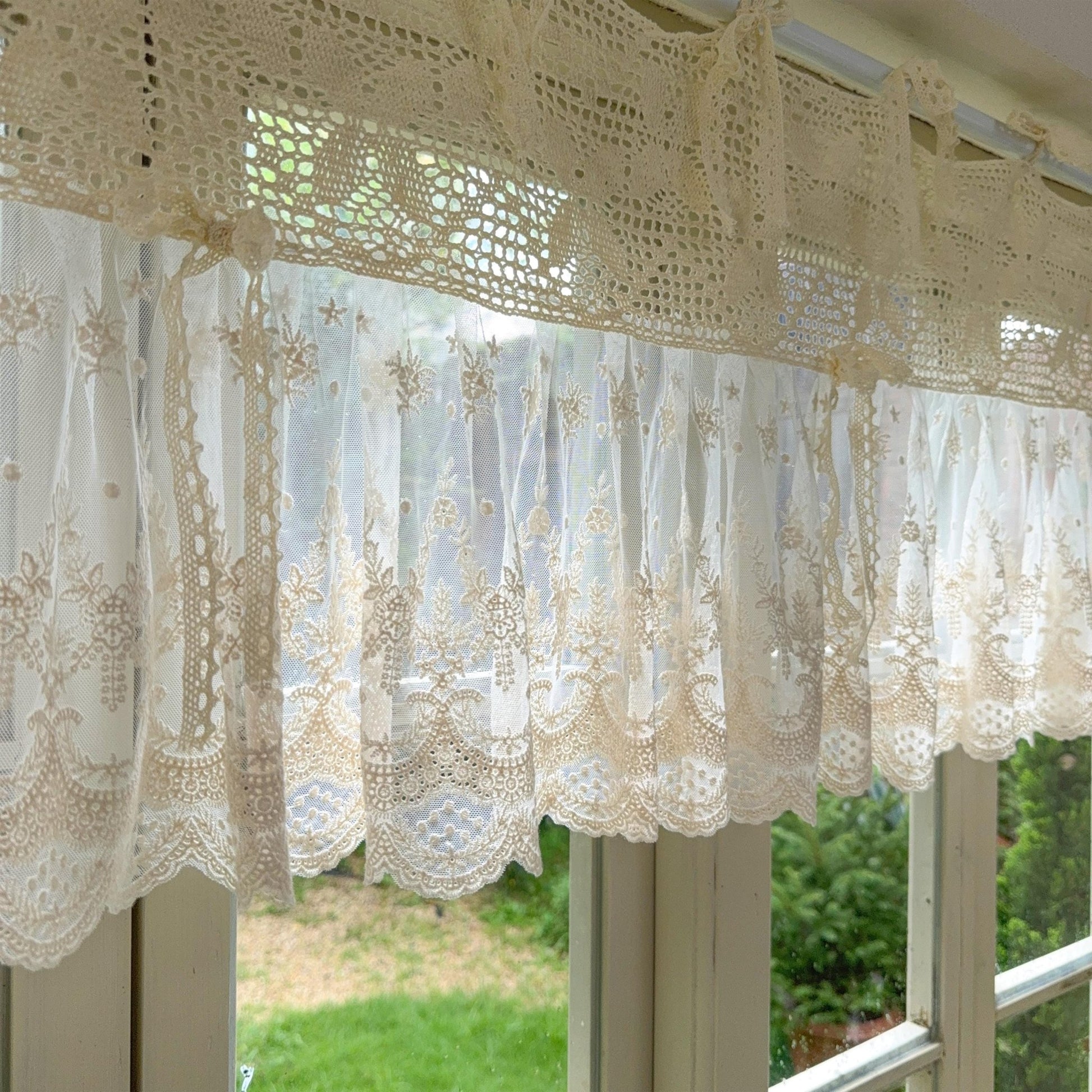 Victorian Cottage Style Ruffled Tulle Window Valance - UDreamHome