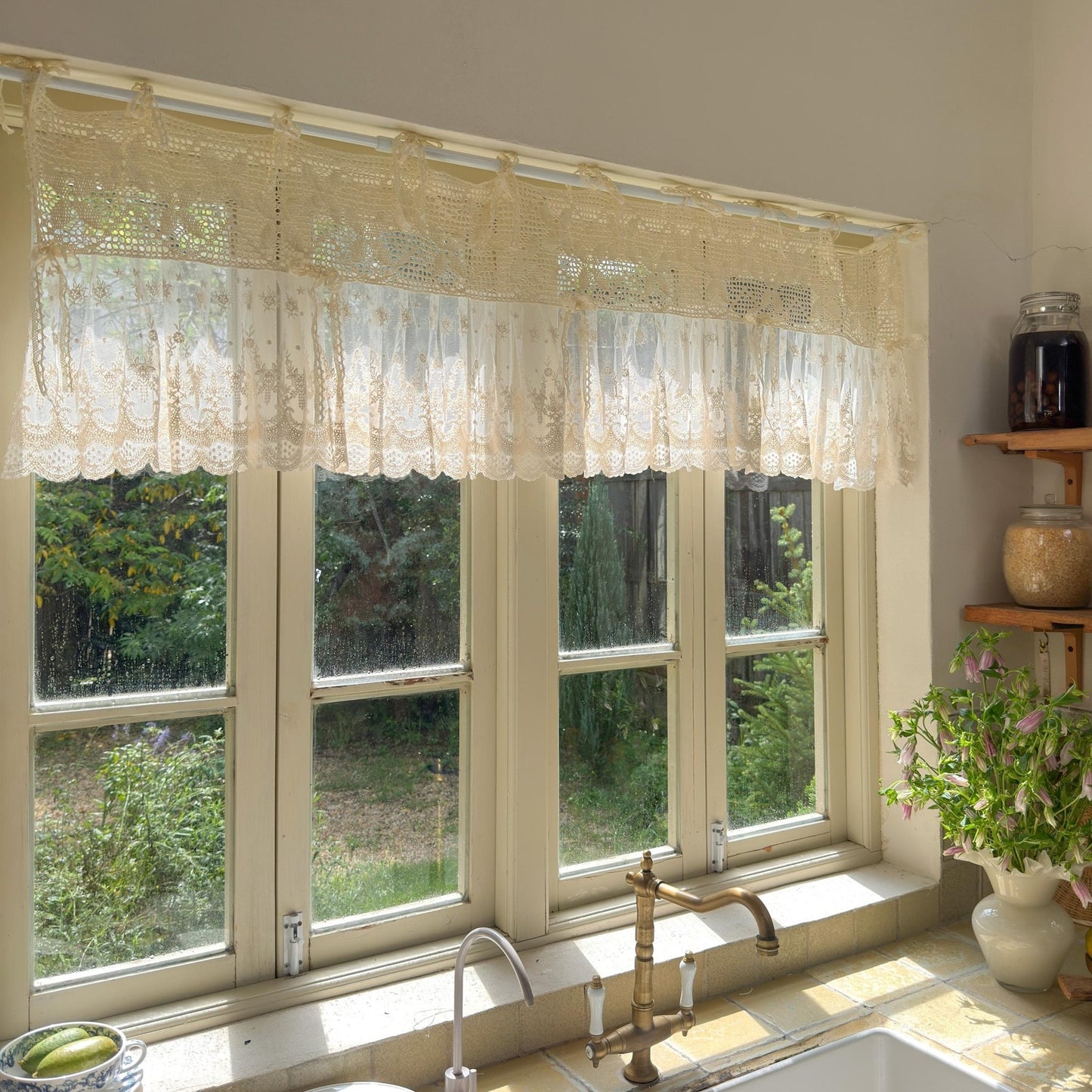 Victorian Cottage Style Ruffled Tulle Window Valance - UDreamHome
