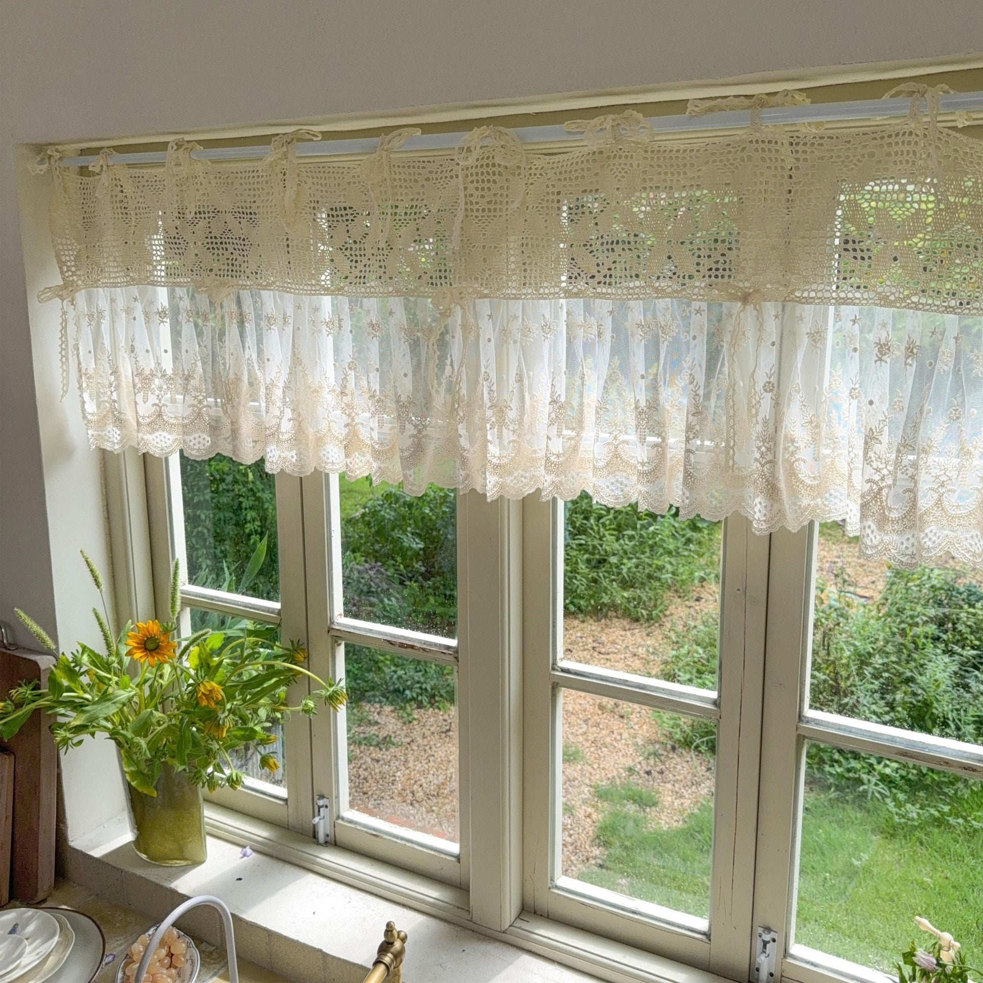 Victorian Cottage Style Ruffled Tulle Window Valance - UDreamHome