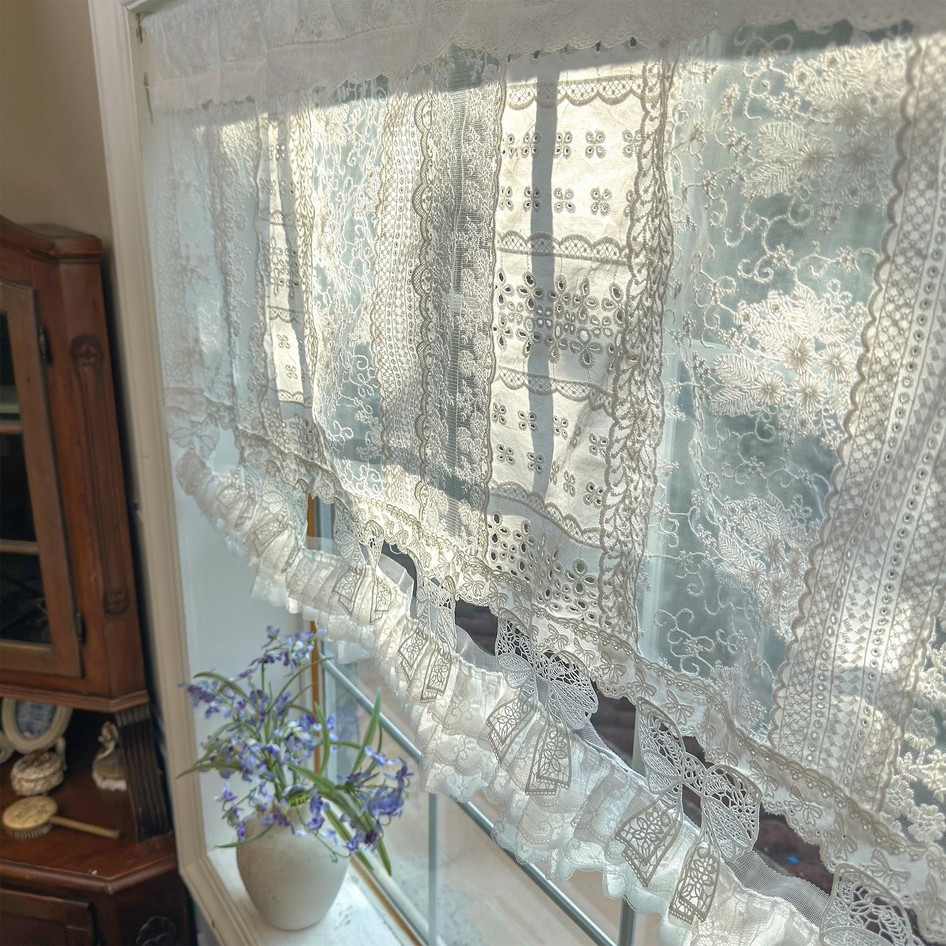 Victorian White Lace Patchwork Curtain - UDreamHome