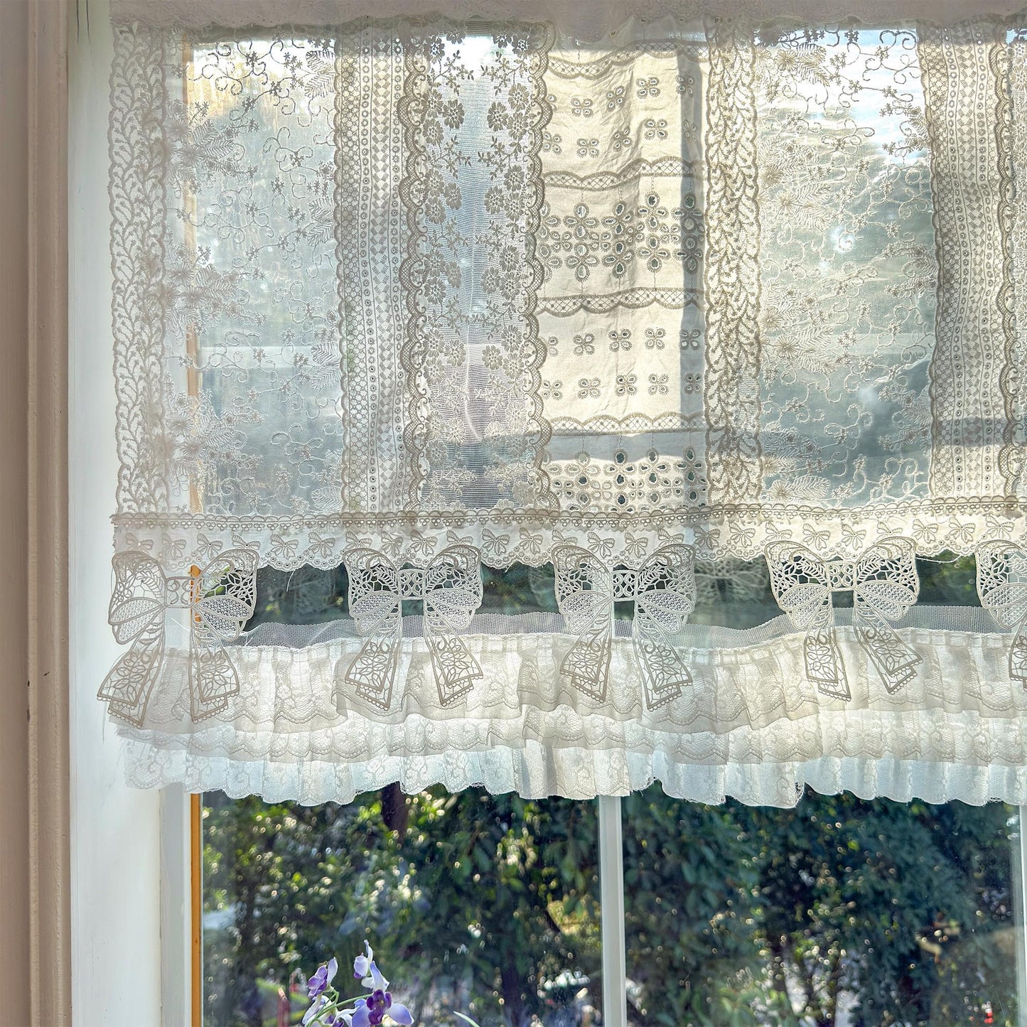 Victorian White Lace Patchwork Curtain - UDreamHome