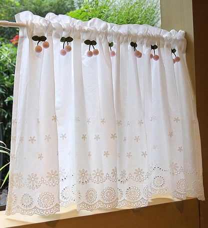 Vintage French Country Cherry Embroidery Curtain - UDreamHome