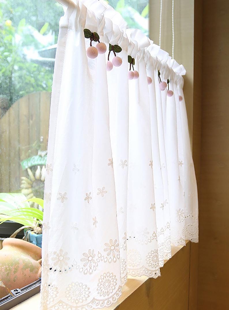 Vintage French Country Cherry Embroidery Curtain - UDreamHome