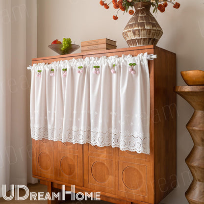 Vintage French Country Cherry Embroidery Curtain - UDreamHome