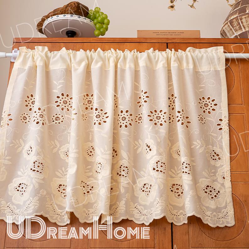 Vintage French Embroidery Cafe Curtain - UDreamHome