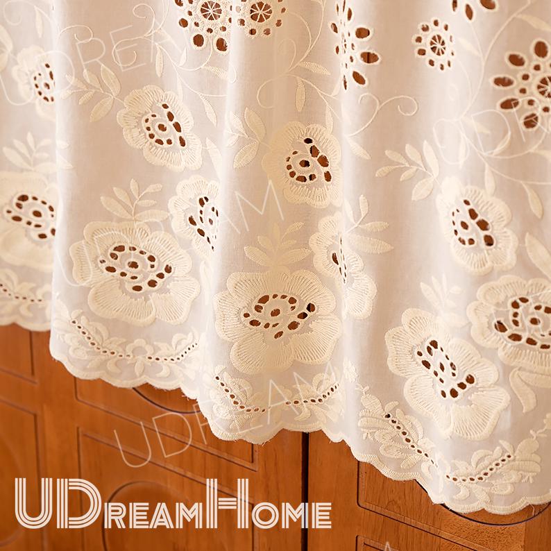 Vintage French Embroidery Cafe Curtain - UDreamHome
