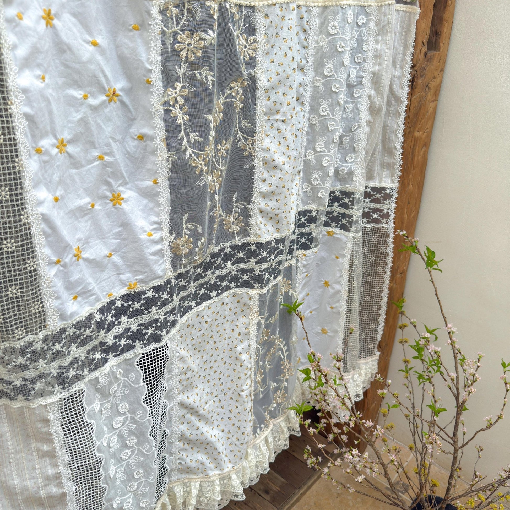 Vintage Handmade Patchwork Lace Cafe Curtains - UDreamHome