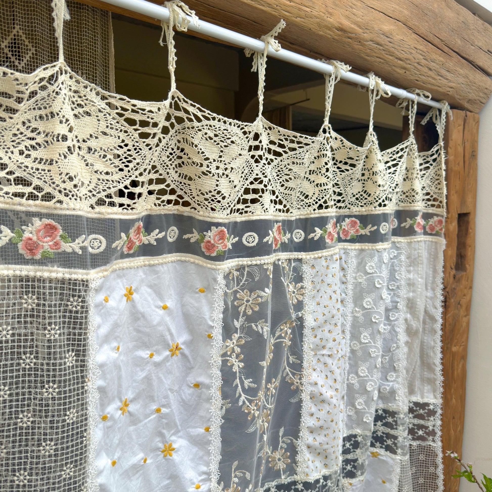 Vintage Handmade Patchwork Lace Cafe Curtains - UDreamHome