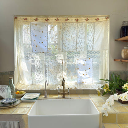 Vintage Handmade Patchwork Lace Cafe Curtains - UDreamHome