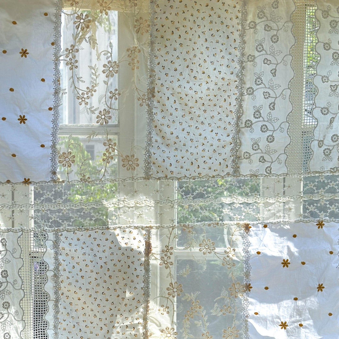 Vintage Handmade Patchwork Lace Cafe Curtains - UDreamHome