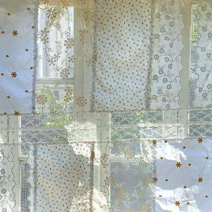 Vintage Handmade Patchwork Lace Cafe Curtains - UDreamHome