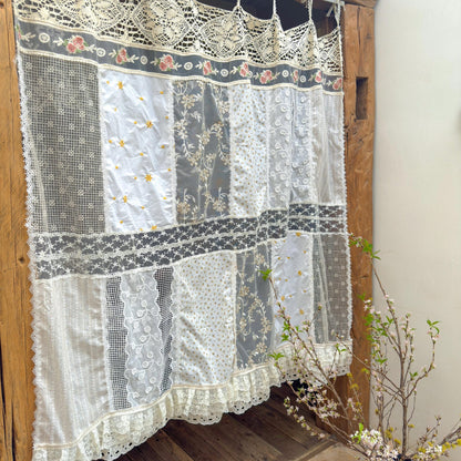 Vintage Handmade Patchwork Lace Cafe Curtains - UDreamHome
