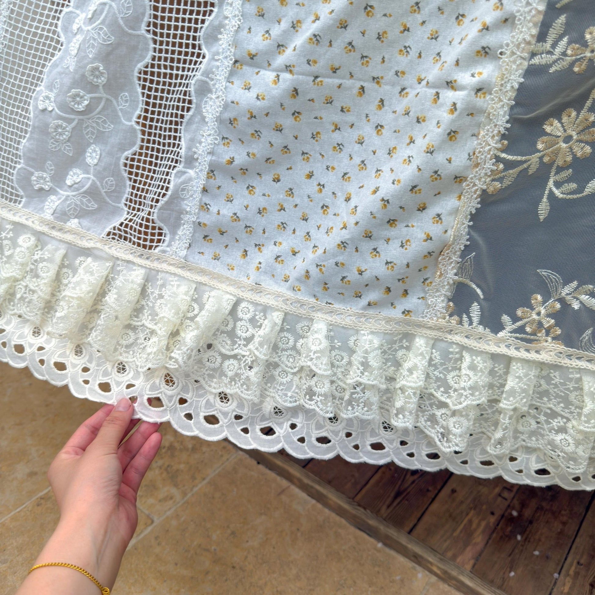 Vintage Handmade Patchwork Lace Cafe Curtains - UDreamHome