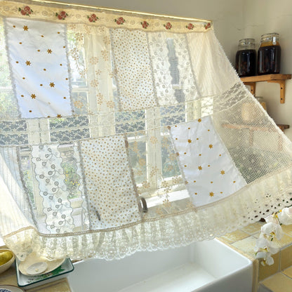 Vintage Handmade Patchwork Lace Cafe Curtains - UDreamHome